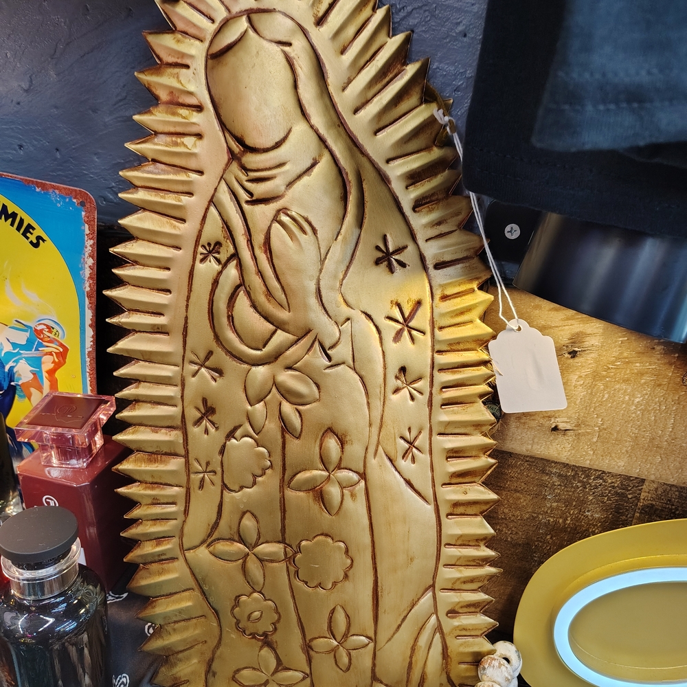 Gold Guadalupe Sculpture Art Piece